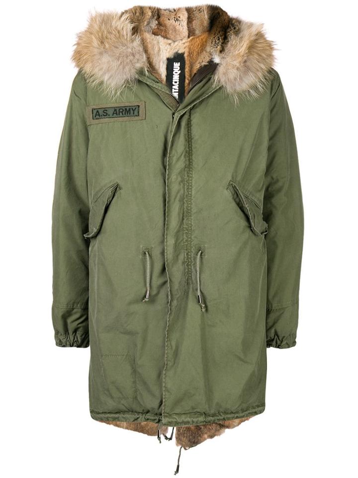 As65 Fur Trimmed Parka Coat - Green
