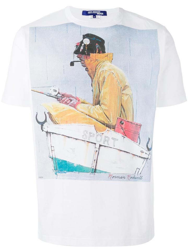 Junya Watanabe Comme Des Garçons Man Fisherman Print T-shirt, Men's, Size: Medium, White, Cotton