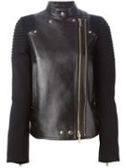Givenchy Jersey Sleeve Biker Jacket, Women's, Size: 36, Black, Leather/viscose