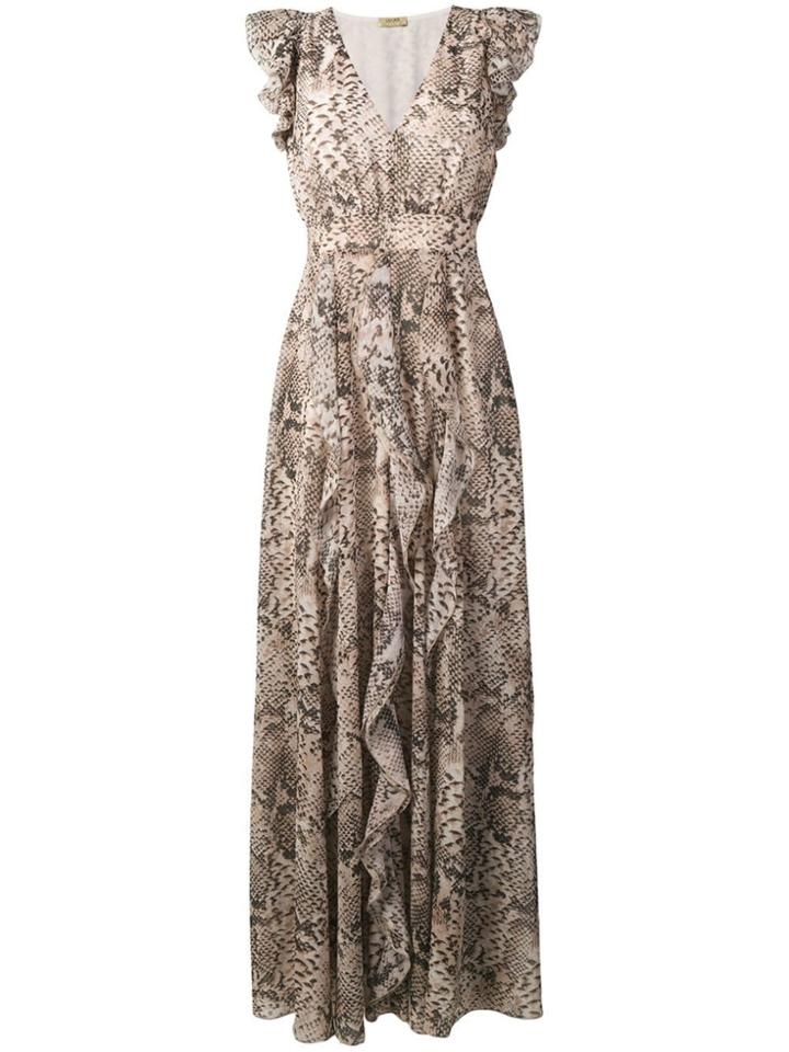 Liu Jo Ruffle Python Pattern Dress - Neutrals