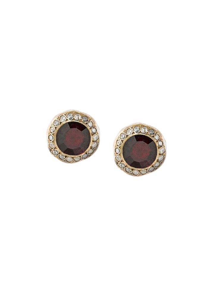 Rosa Maria Garnet And Diamond Studs - Metallic
