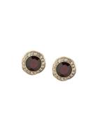Rosa Maria Garnet And Diamond Studs - Metallic