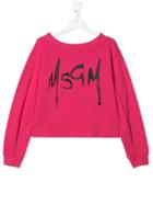 Msgm Kids Teen Cropped Sweatshirt - Pink