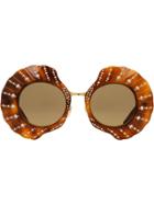 Gucci Eyewear Limited Edition Round Sunglasses With Crystals - Brown