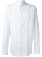 Armani Collezioni Wing Tip Collar Bib Shirt, Men's, Size: 40, White, Cotton/silk