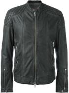 S.w.o.r.d 6.6.44 Zipped Leather Jacket, Men's, Size: 52, Grey, Cotton/leather/polyester