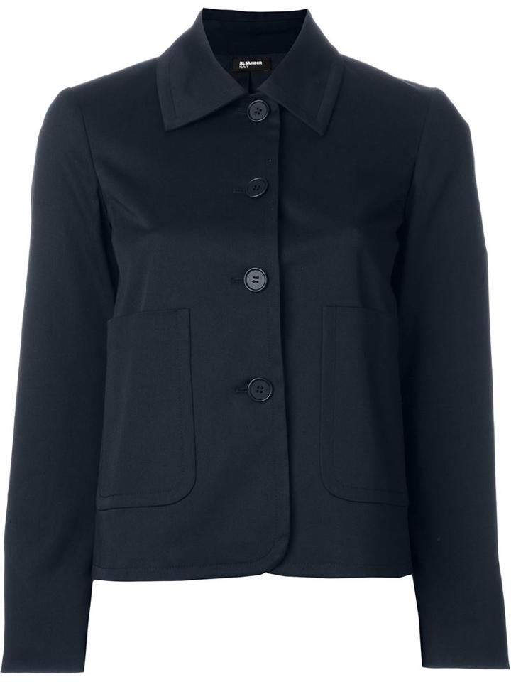 Jil Sander Navy Buttoned Boxy Fit Jacket