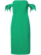 Milly Off The Shoulder Fitted Dress - Green