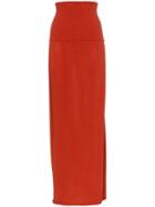 Jacquemus Side Slit Wool-blend Maxi Skirt - Red
