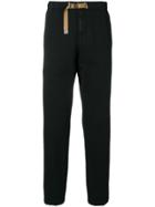 White Sand Belted Slim-fit Trousers - Black