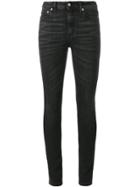 Saint Laurent Washed Black Mid Rise Skinny Jeans - Grey