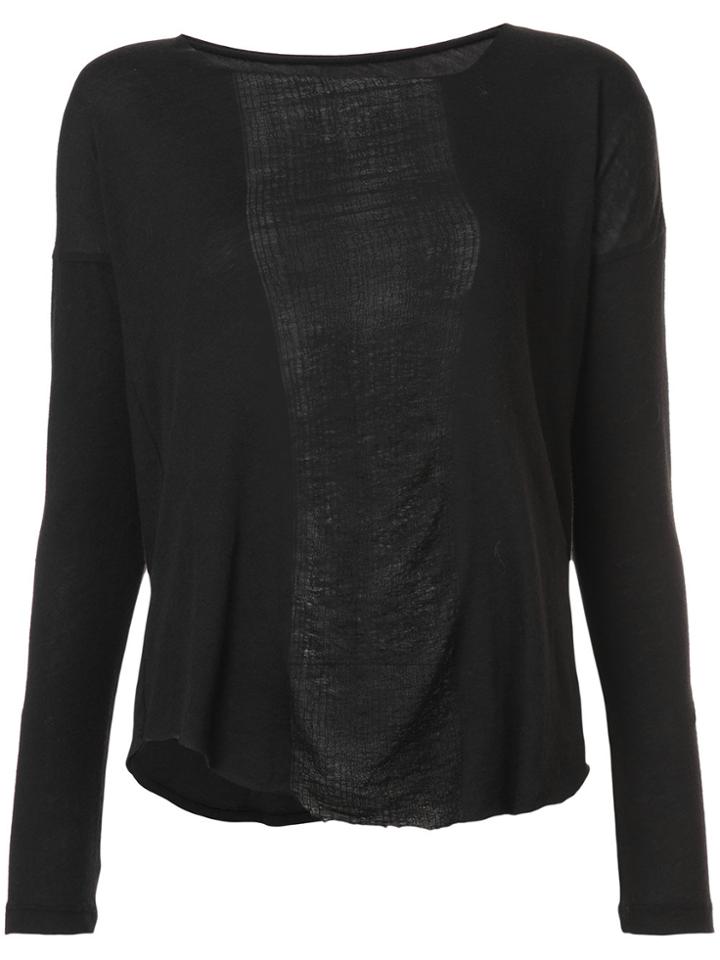 Raquel Allegra Sheer Panel Long Sleeve Top - Black