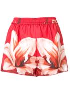 F.r.s For Restless Sleepers - Floral Print Shorts - Women - Silk - S, Women's, Red, Silk