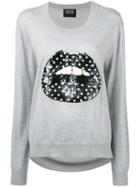 Markus Lupfer - Sequin Lips Sweater - Women - Merino - S, Grey, Merino