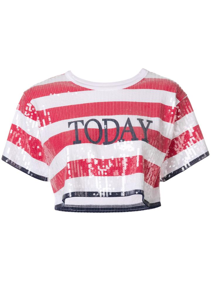 Alberta Ferretti Today Sequined Shortsleeved Cropped T-shirt - White
