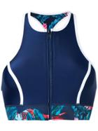 Duskii Tropical Print Bikini Top - Blue
