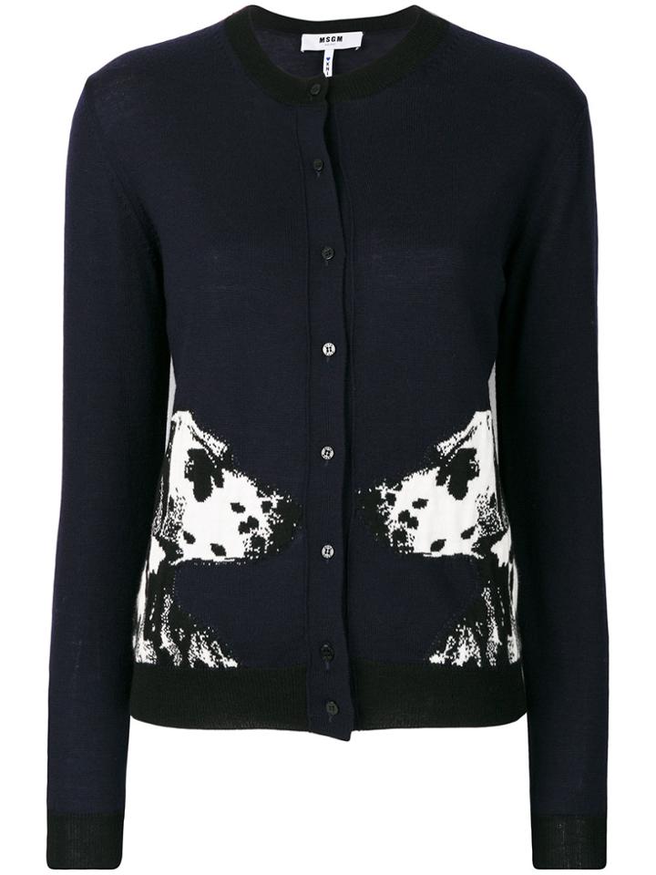 Msgm Dog Embroidered Cardigan - Blue