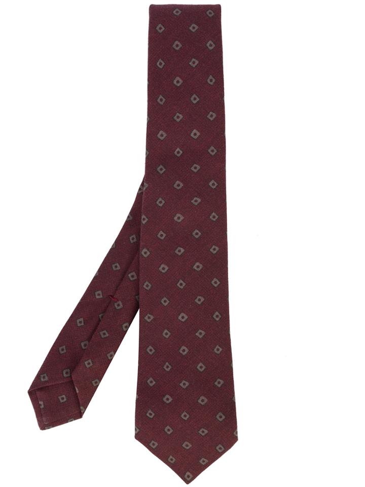 Kiton Printed Pattern Tie - Red