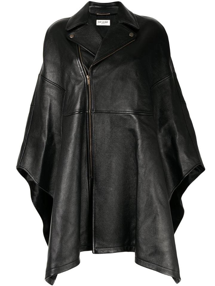 Saint Laurent Biker-style Poncho Jacket - Black