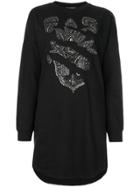 Ash Embellished Sweatshirt Dress - Black