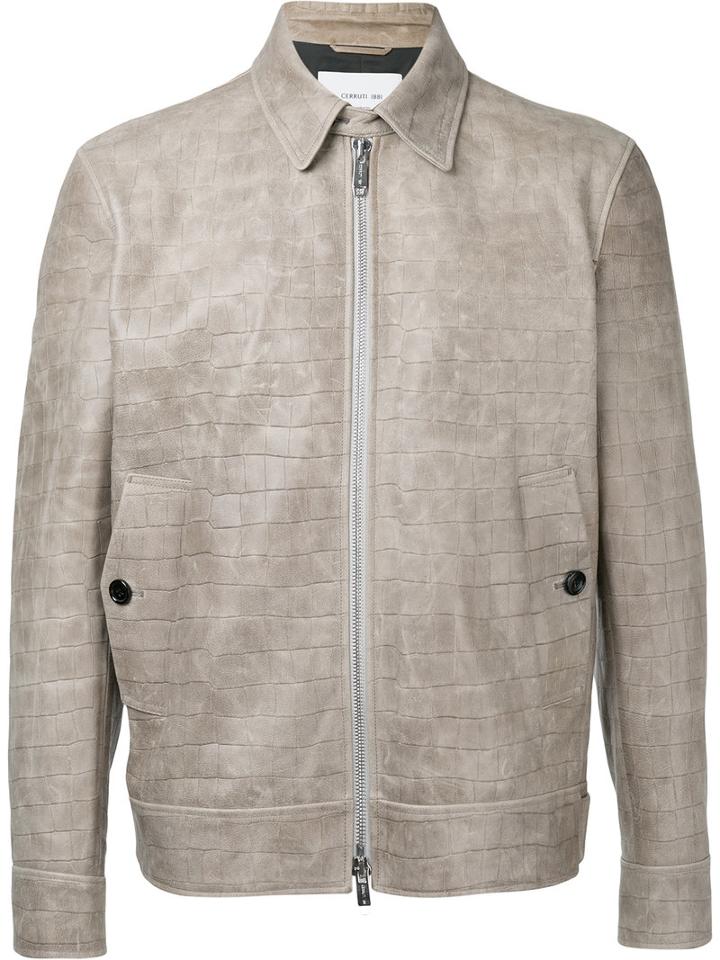 Cerruti 1881 - Crocodile Effect Jacket - Men - Lamb Skin - 50, Nude/neutrals, Lamb Skin