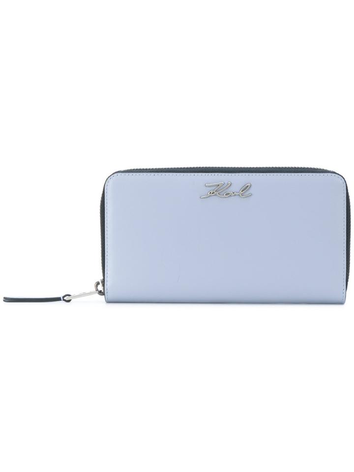 Karl Lagerfeld K/signature Zip Around Wallet - Blue
