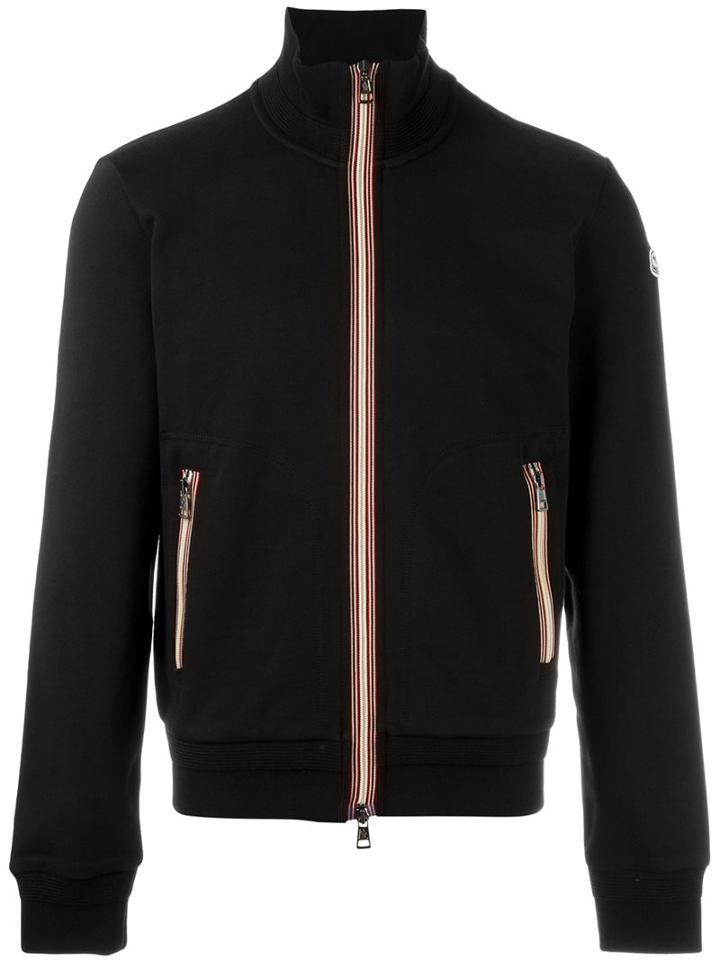 Moncler Striped Trim Track Jumper, Men's, Size: Xl, Black, Cotton