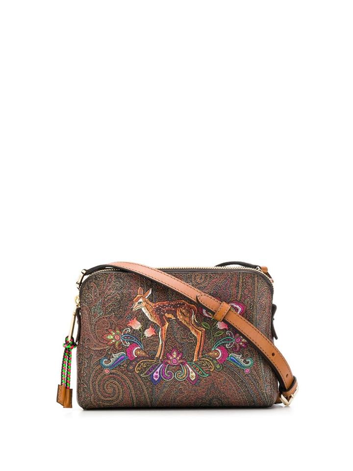 Etro Embroidered Cross Body Bag - Brown