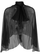 Alberta Ferretti Neck-tied Sheer Top - Black