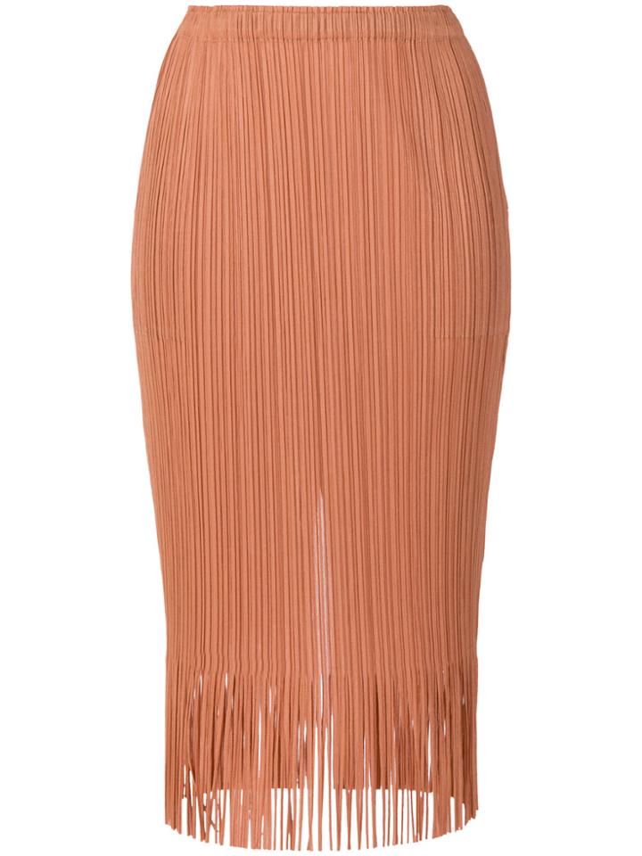 Pleats Please By Issey Miyake Pleated Straight Skirt - Yellow & Orange