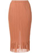 Pleats Please By Issey Miyake Pleated Straight Skirt - Yellow & Orange