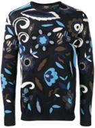 Fendi Printed Sweatshirt, Men's, Size: 46, Blue, Cotton