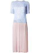 Julien David - Pleated Skirt Dress - Women - Nylon - Xs, Pink/purple, Nylon