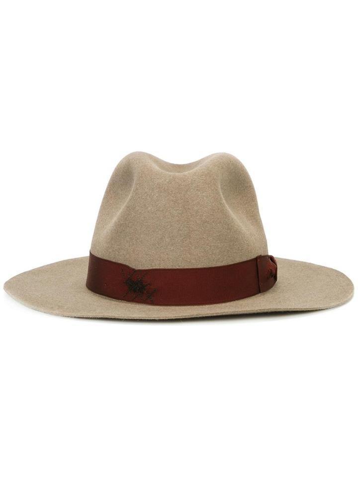 Borsalino Strap Detail Fedora Hat - Brown