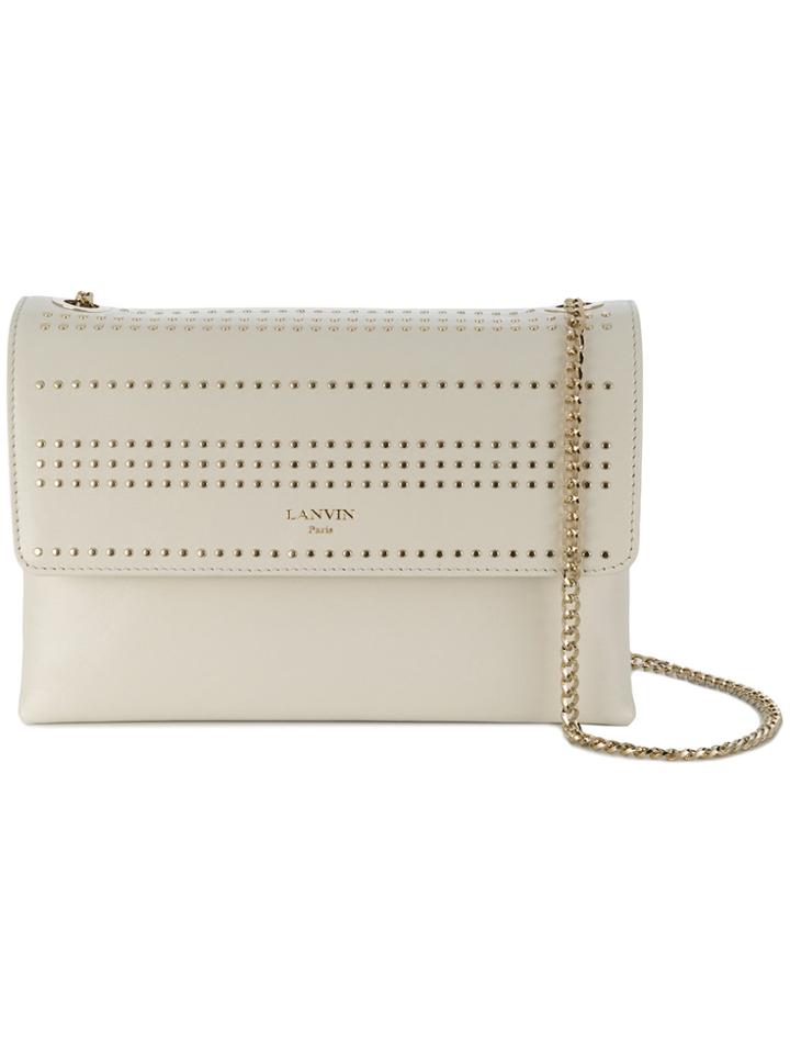 Lanvin Studded Sugar Shoulder Bag - White