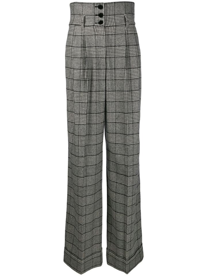Dolce & Gabbana Prince Of Wales High-waisted Trousers - Black