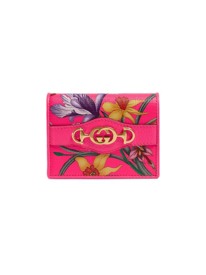 Gucci Flora Print Supreme Canvas Card Case - Pink