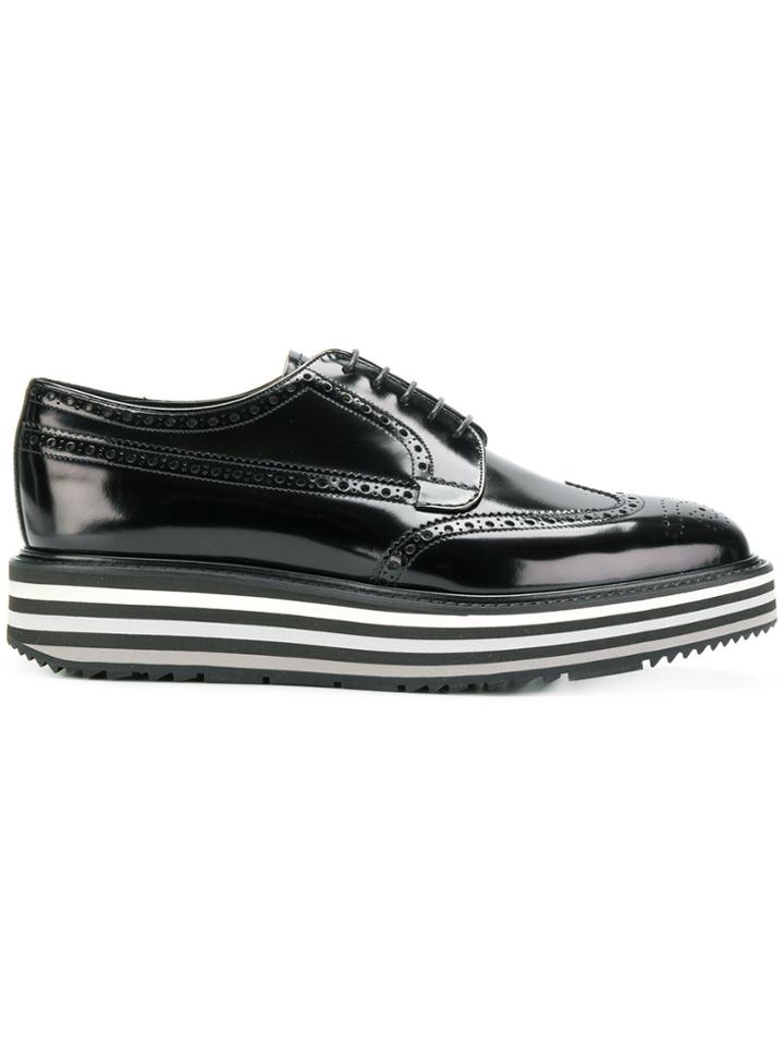Prada Lace-up Platform Shoes - Black
