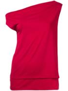 Astraet - Asymmetric Neck Top - Women - Rayon - One Size, Red, Rayon