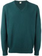 Massimo Alba V-neck Sweater, Men's, Size: Large, Blue, Wool