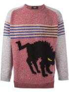 Fendi Intarsia Knit Marled Jumper, Men's, Size: 50, Pink/purple, Polyamide/mohair/wool