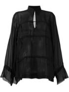 Mm6 Maison Margiela Sheer Blouse, Women's, Size: 36, Black, Polyester