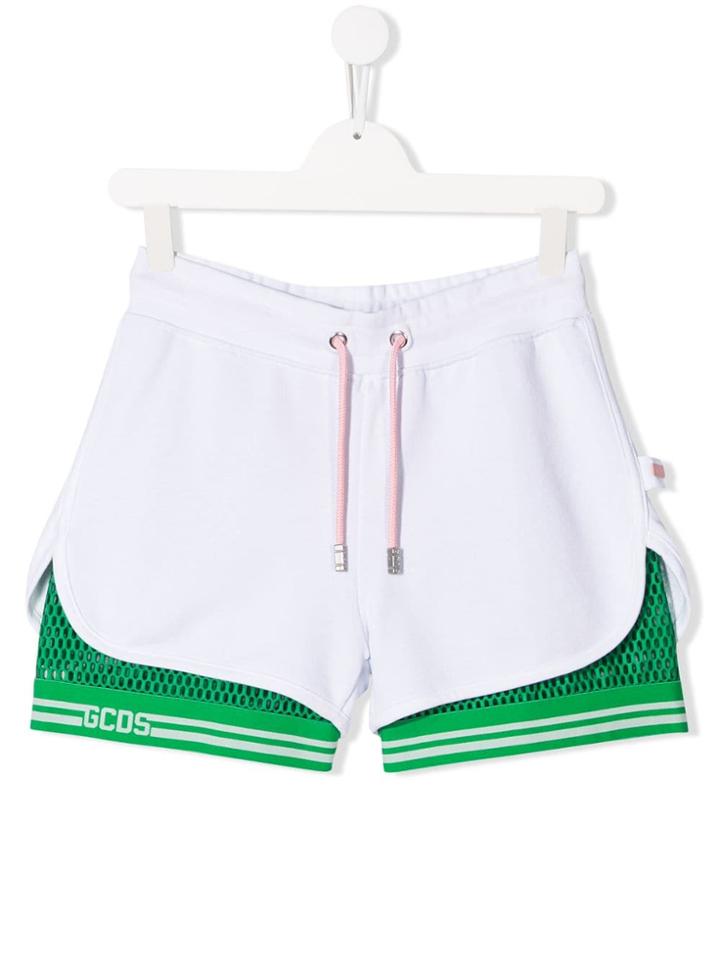Gcds Kids Teen Mesh Layer Shorts - White