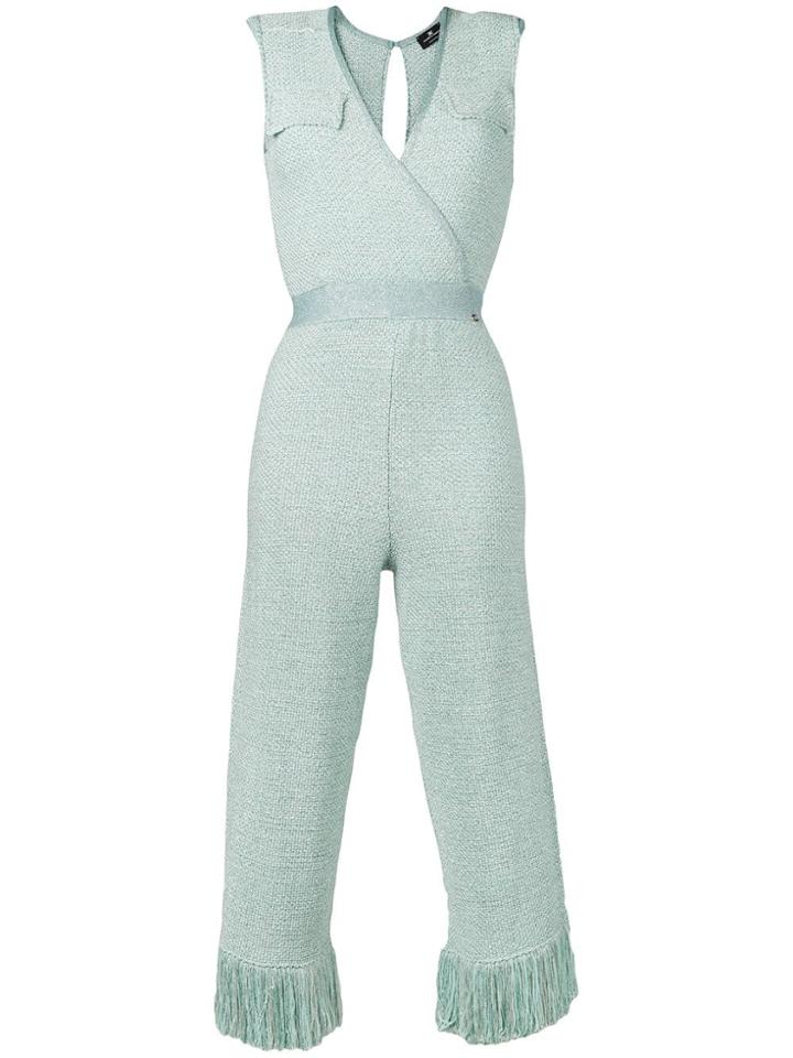Elisabetta Franchi Fringe Detail Jumpsuit - Blue