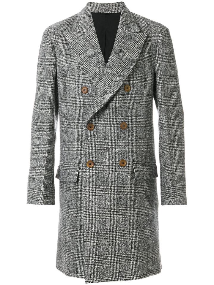 Ermanno Scervino Houndstooth Double-breasted Coat - Grey