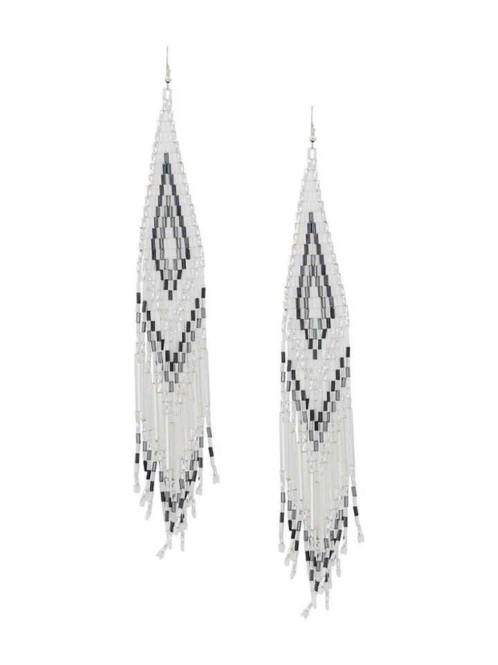 Jessie Western Beaded Chandelier Earrings - White