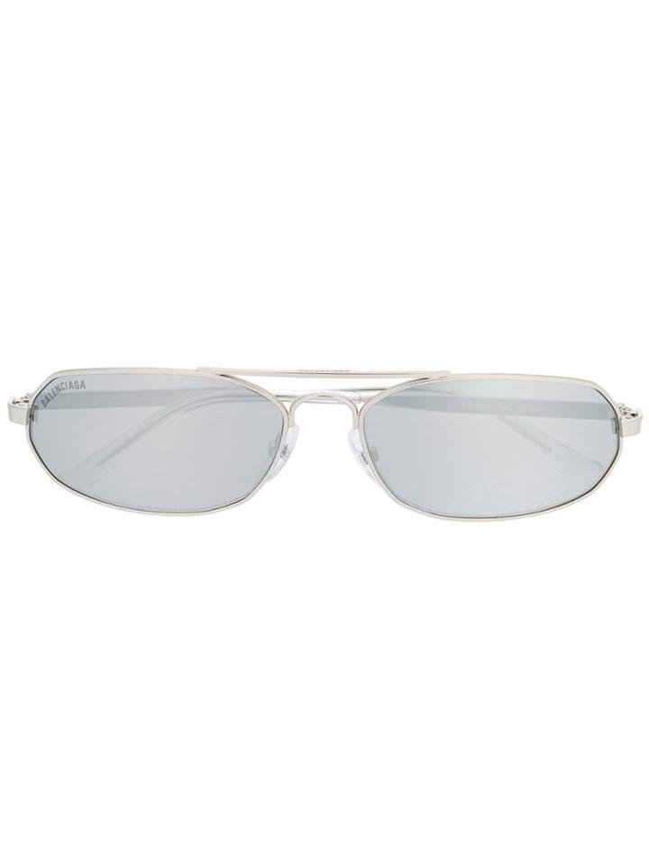 Balenciaga Eyewear Oval Frame Sunglasses - Silver