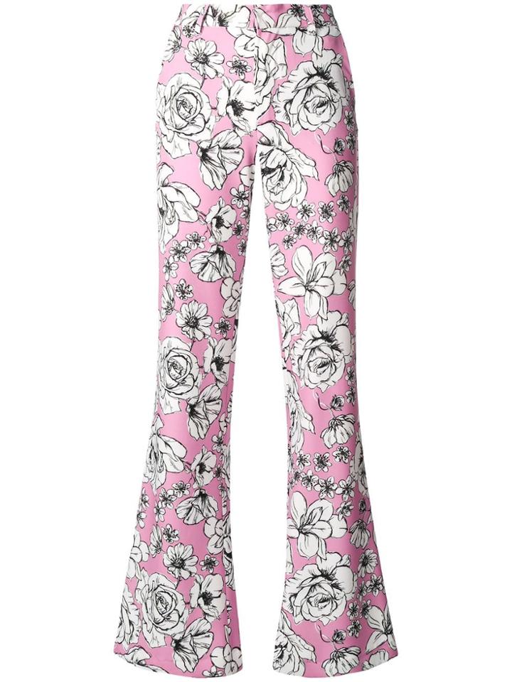 Ainea Flared Floral Print Trousers - Pink
