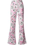Ainea Flared Floral Print Trousers - Pink