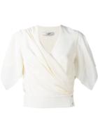 Lanvin Wrap Blouse, Women's, Size: 40, White, Silk